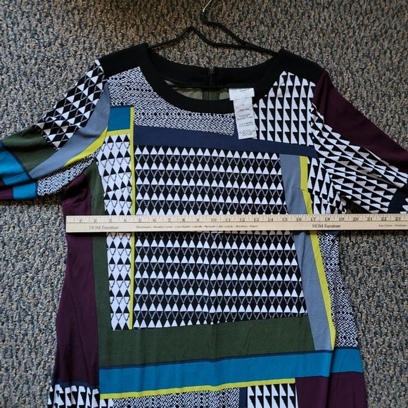 J Taylor Womens Dress Multicolor Geometric Shift Dress 3/4 Sleeve Zipper Size 16 - Picture 9 of 10